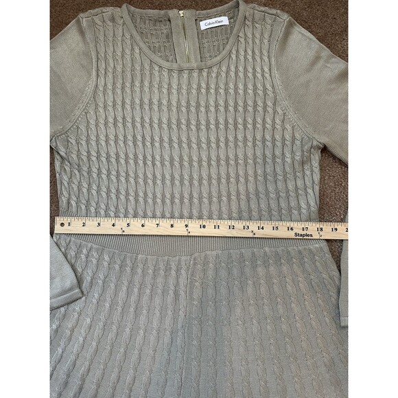 Calvin Klein Tan Cable Knit Fit & Flare Sweater Dress Women's Size X Large - Picture 11 of 15